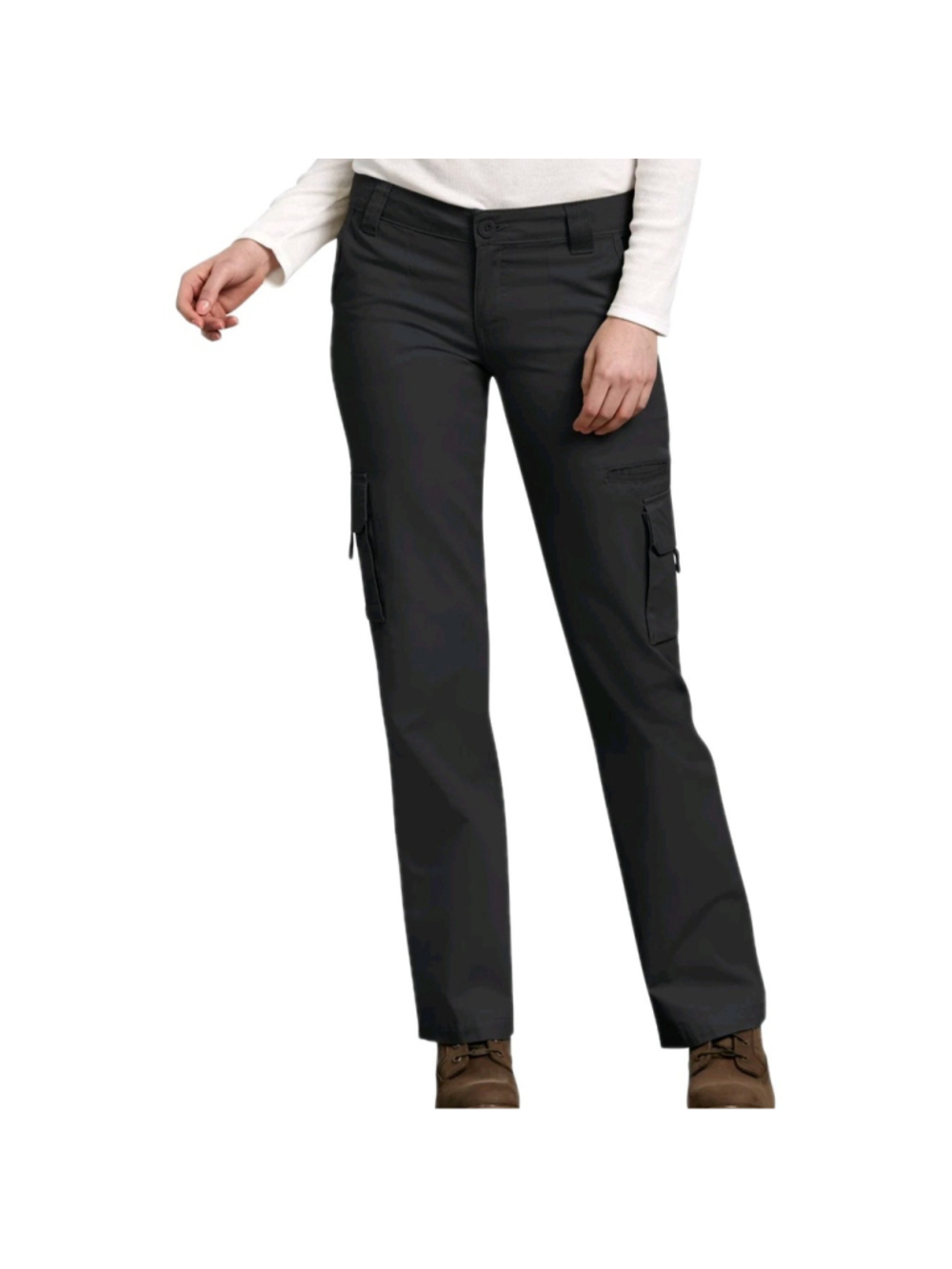 Dickies Women's Black Relaxed Fit Straight Leg 100% Cotton Cargo Pants Size 12R